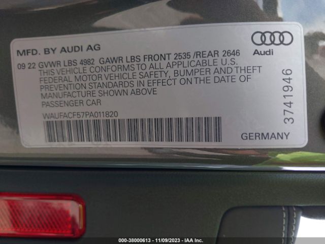 WAUFACF57PA011820 Audi A5 Sportback Premium Plus 45 Tfsi S Line Quattro S Tronic