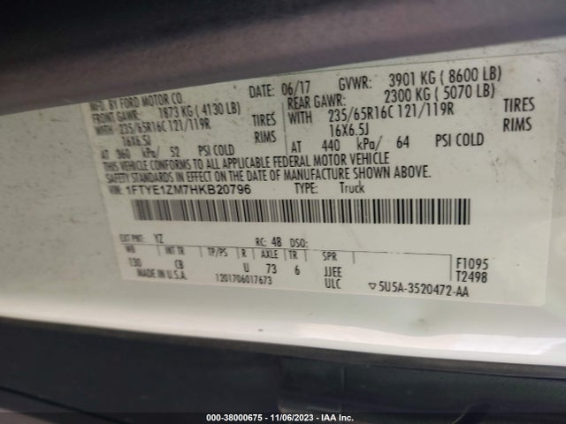 Ford Transit-150 2017 1FTYE1ZM7HKB20796 Image 9