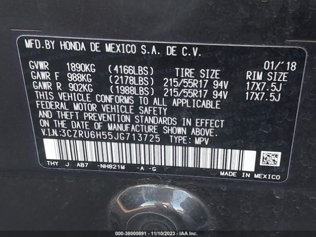 3CZRU6H55JG713725 Honda HR-V EX