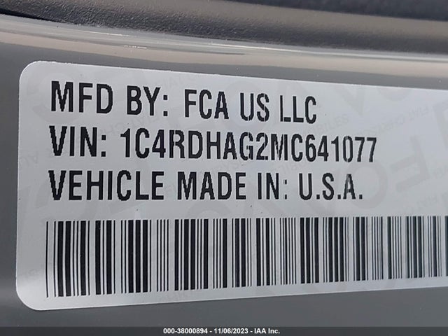 38000894 :رقم المزاد ، 1C4RDHAG2MC641077 vin ، 2021 Dodge Durango Sxt Plus Rwd مزاد بيع