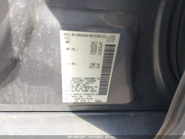 2018 NISSAN ALTIMA 2.5 SL VIN: 1N4AL3AP8JC166913
