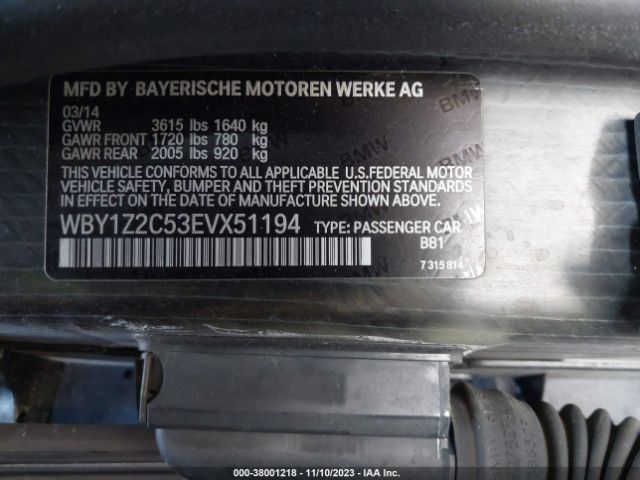 WBY1Z2C53EVX51194 BMW I3