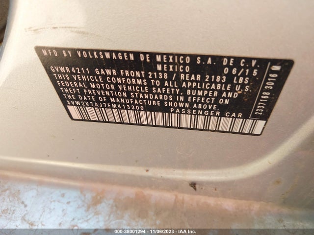 3VW2K7AJ7FM413300 Volkswagen Jetta Sedan 2.0l S W/technology