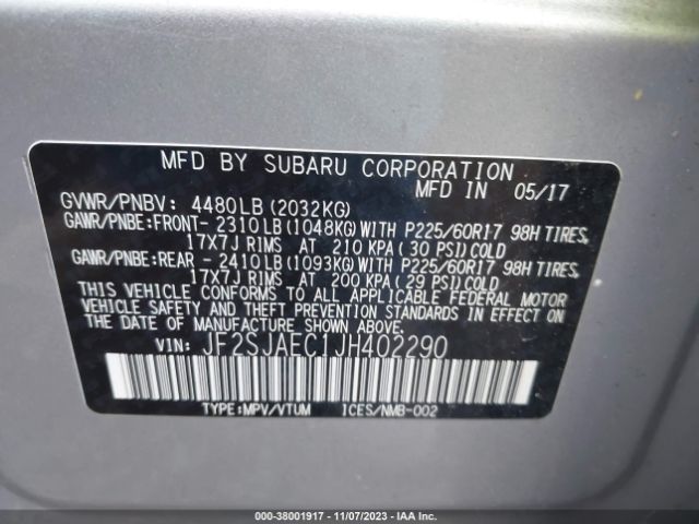 JF2SJAEC1JH402290 Subaru Forester 2.5i Premium
