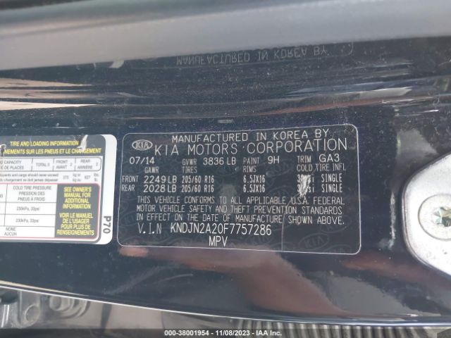 KNDJN2A20F7757286 KIA Soul Base