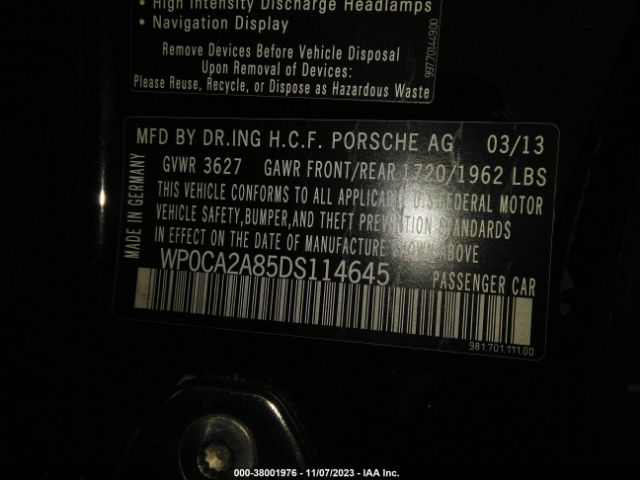 2013 PORSCHE BOXSTER WP0CA2A85DS114645 Photo 8