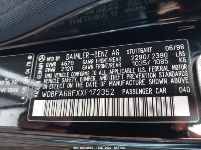 1999 MERCEDES-BENZ SL 500 WDBFA68FXXF172352 Photo 8