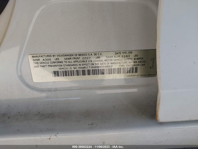 2009 VOLKSWAGEN JETTA SEDAN SE/SEL VIN: 3VWRZ71K69M050852