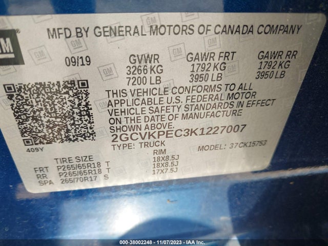 Chevrolet Silverado 1500 Ld Lt 2019 2GCVKPEC3K1227007 Image 9