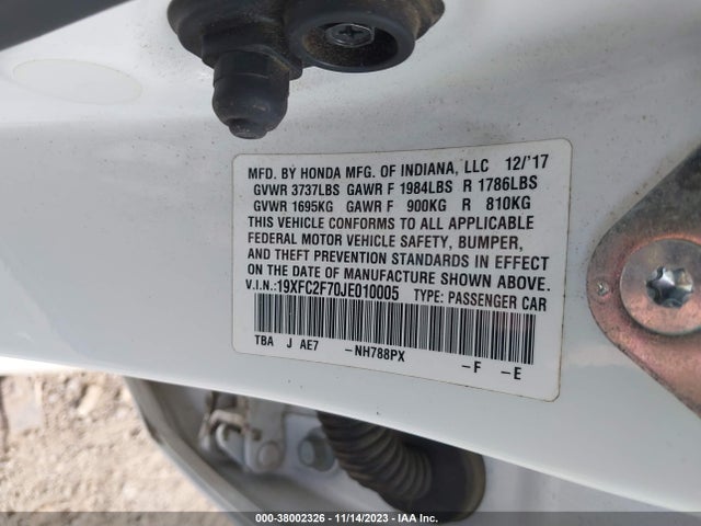 Honda CIVIC EX 2018 19XFC2F70JE010005 Image 9