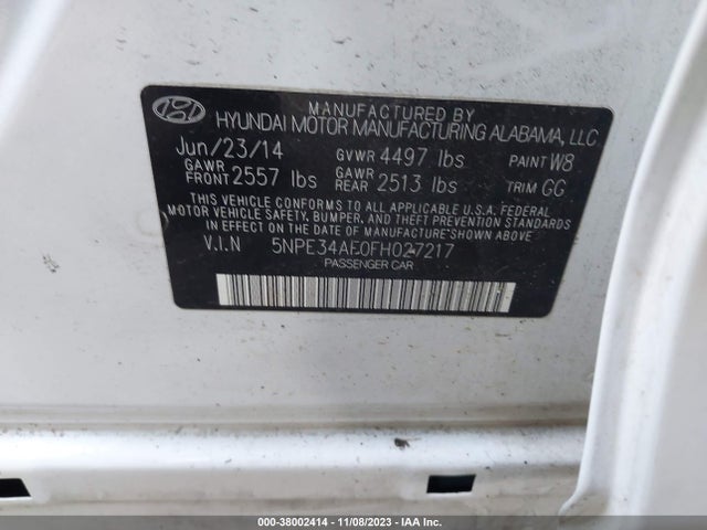 2015 HYUNDAI SONATA SPORT VIN: 5NPE34AF0FH027217