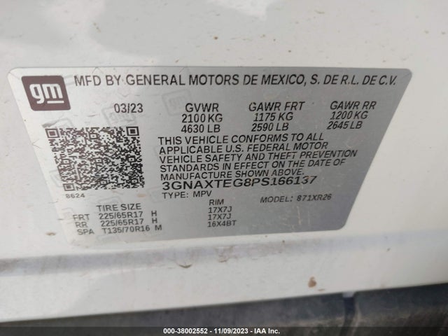 Chevrolet Equinox Awd 2fl 2023 3GNAXTEG8PS166137 Image 9