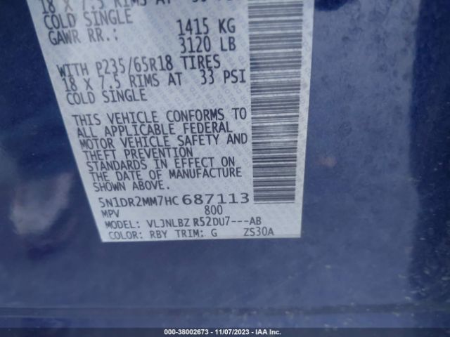 5N1DR2MM7HC687113 Nissan Pathfinder S
