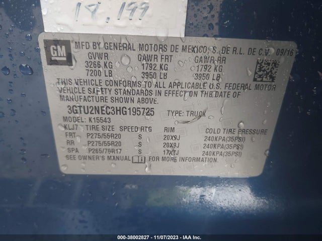GMC Sierra 1500 Slt 2017 3GTU2NEC3HG195725 Image 9