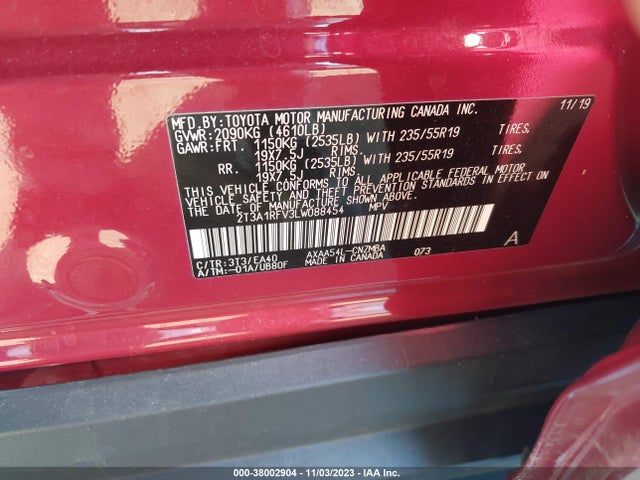 Toyota Rav4 Xle Premium 2020 2T3A1RFV3LW088454 Image 9