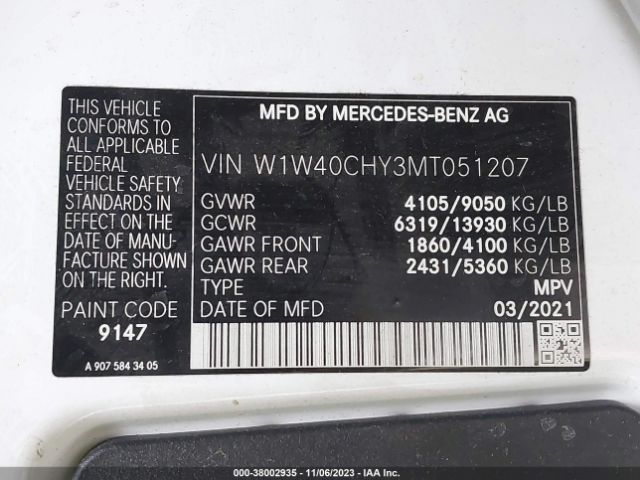 W1W40CHY3MT051207 Mercedes-Benz Sprinter 2500 High Roof I4
