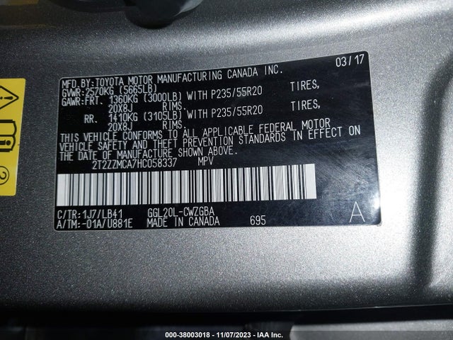 2T2ZZMCA7HC058337 Lexus RX 350