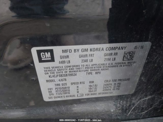 KL4CJFSB2GB709534 Buick Encore Convenience