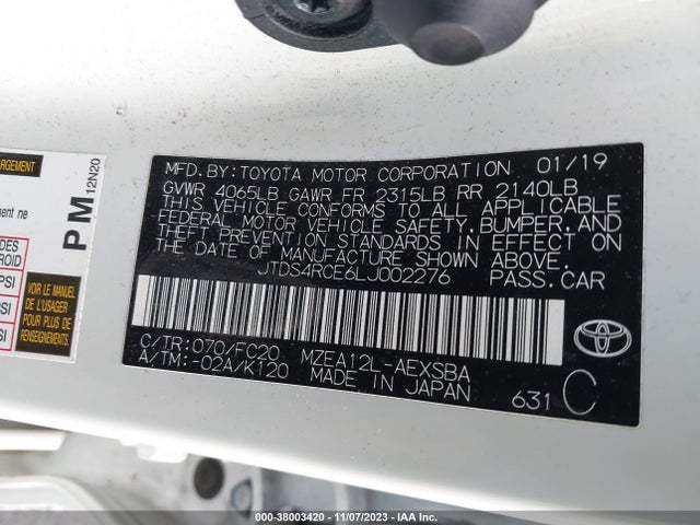 Toyota COROLLA SE 2020 JTDS4RCE6LJ002276 Image 9