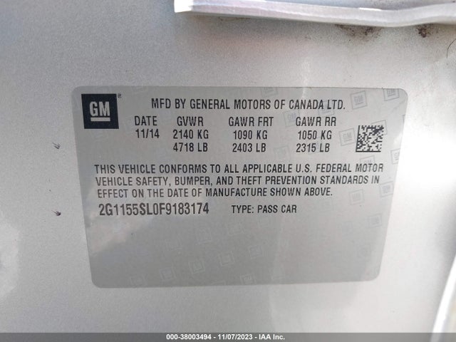 Chevrolet Impala 1lz 2015 2G1155SL0F9183174 Image 9