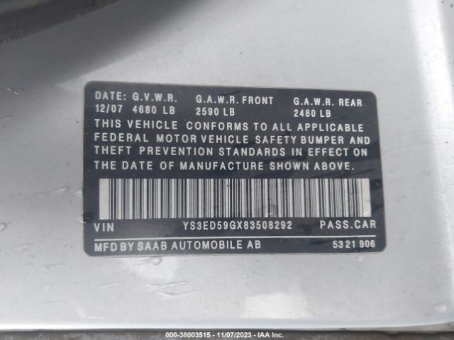 2008 SAAB 9-5 YS3ED59GX83508292 Photo 8