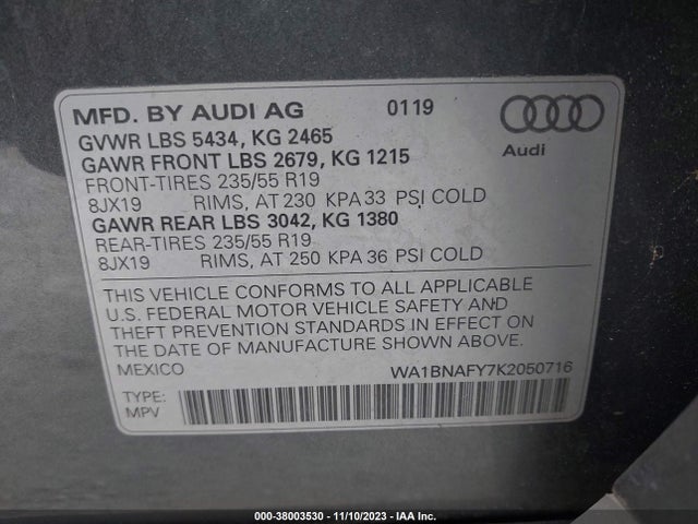 WA1BNAFY7K2050716 Audi Q5 Premium Plus