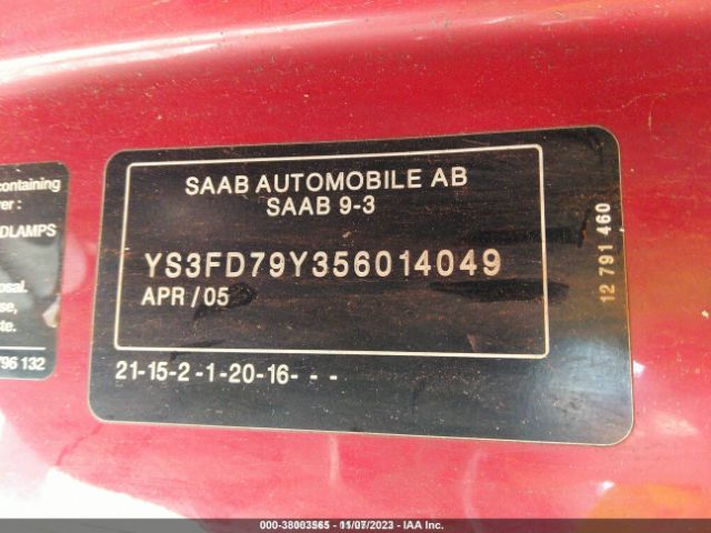 2005 SAAB 9-3 YS3FD79Y356014049 Photo 8
