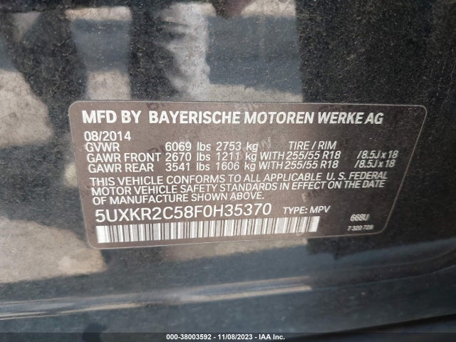 BMW X5 Sdrive35i 2015 5UXKR2C58F0H35370 Image 9