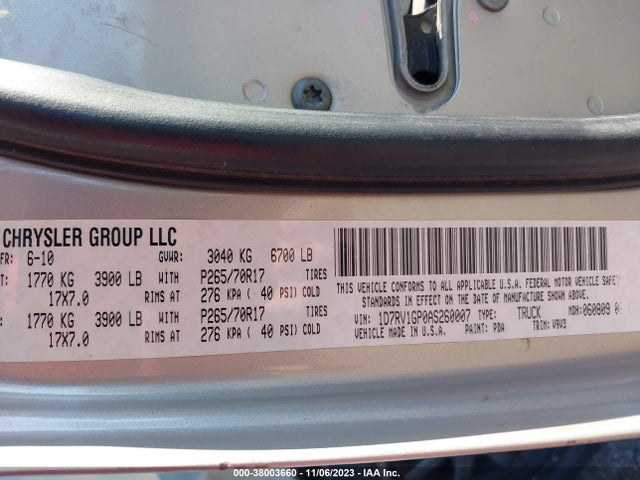 2010 DODGE RAM 1500 ST VIN: 1D7RV1GP0AS260007