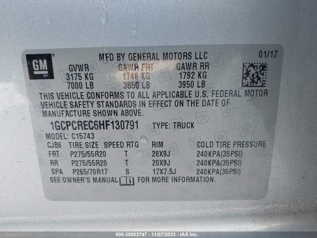Chevrolet Silverado 1500 1lt 2017 1GCPCREC6HF130791 Image 9