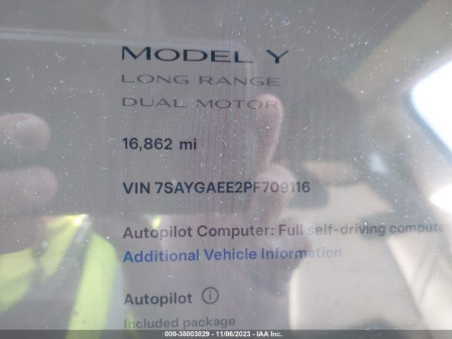 7SAYGAEE2PF709116 Tesla Model Y Awd/long Range Dual Motor All-wheel Drive