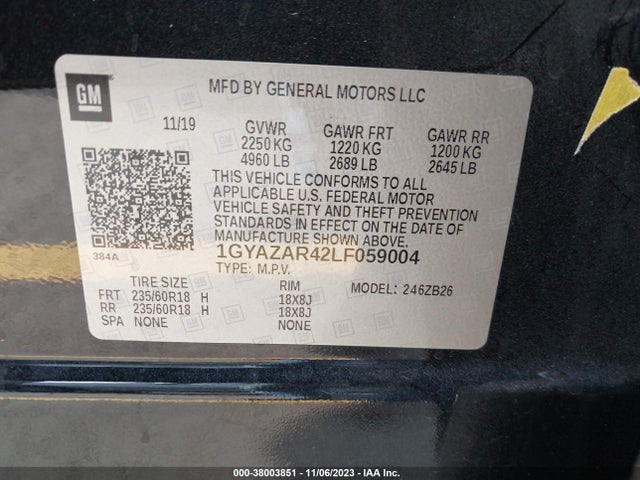 1GYAZAR42LF059004 Cadillac Xt4 Fwd Luxury