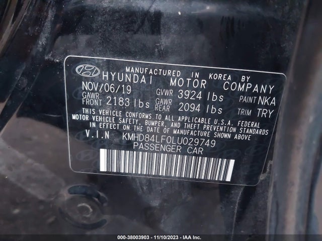 Hyundai ELANTRA SEL 2020 KMHD84LF0LU029749 Image 9