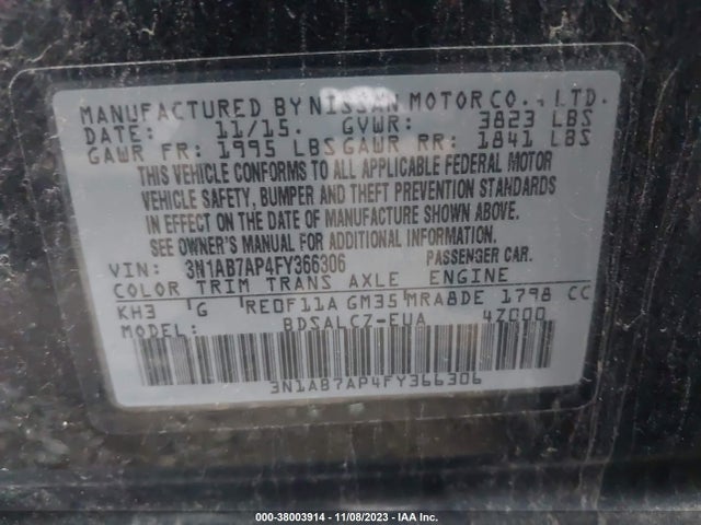 3N1AB7AP4FY366306 Nissan SENTRA S