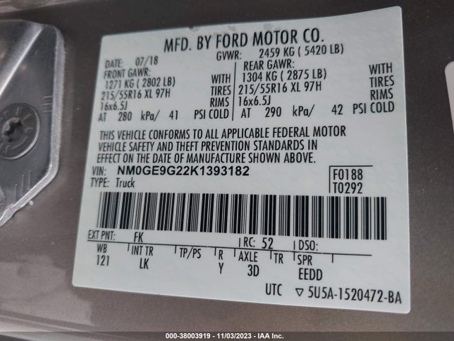 Ford Transit Connect Titanium 2019 NM0GE9G22K1393182 Image 9