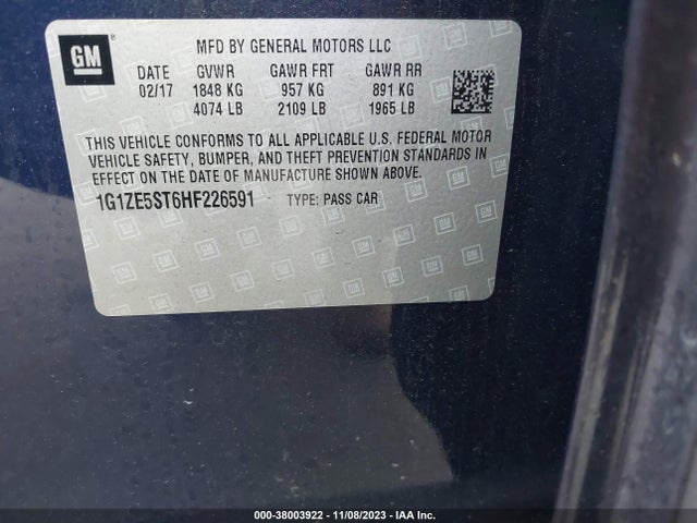 Chevrolet MALIBU 1LT 2017 1G1ZE5ST6HF226591 Image 9