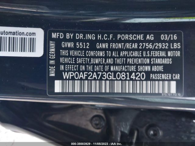 WP0AF2A73GL081420 Porsche Panamera Gts
