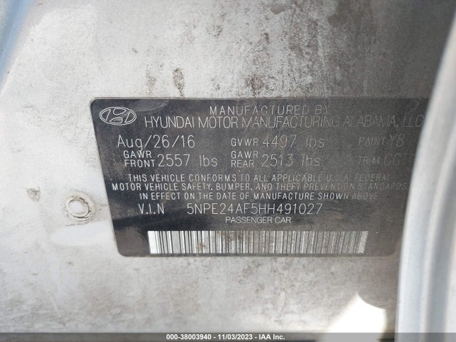 Hyundai Sonata 2017 5NPE24AF5HH491027 Image 9