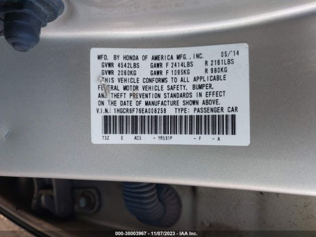 1HGCR6F76EA008259 Honda Accord Hybrid Touring
