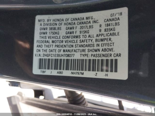2HGFC1E59JH708077 Honda CIVIC SI SEDAN