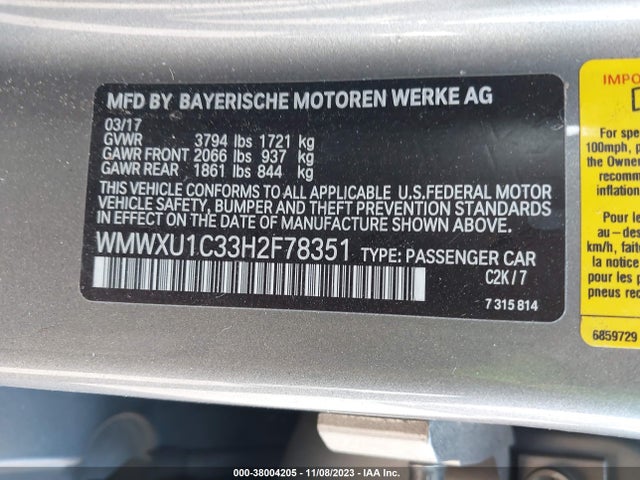 2017 MINI HARDTOP WMWXU1C33H2F78351 Photo 8
