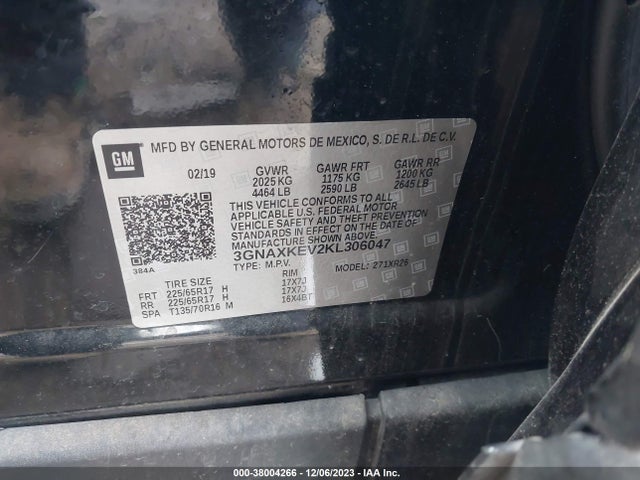 Chevrolet EQUINOX LT 2019 3GNAXKEV2KL306047 Image 9