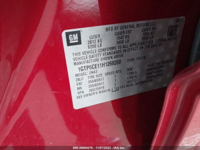 1GTP6CE11H1268268 GMC CANYON SLE