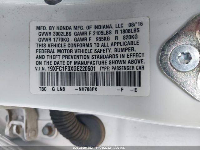 19XFC1F3XGE220501 Honda Civic Ex-t