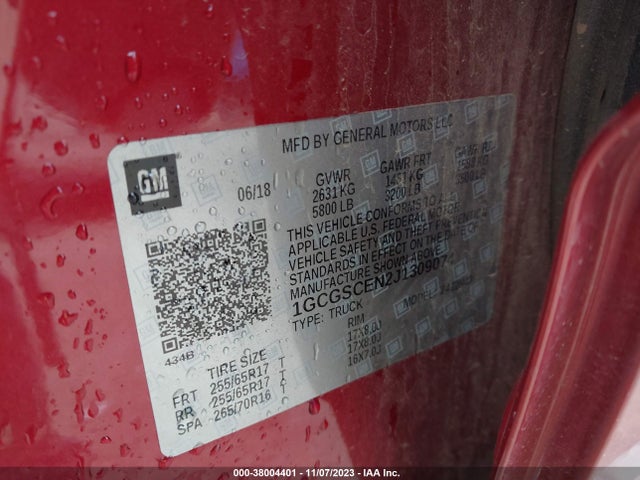 Chevrolet Colorado Lt 2018 1GCGSCEN2J1309074 Image 9