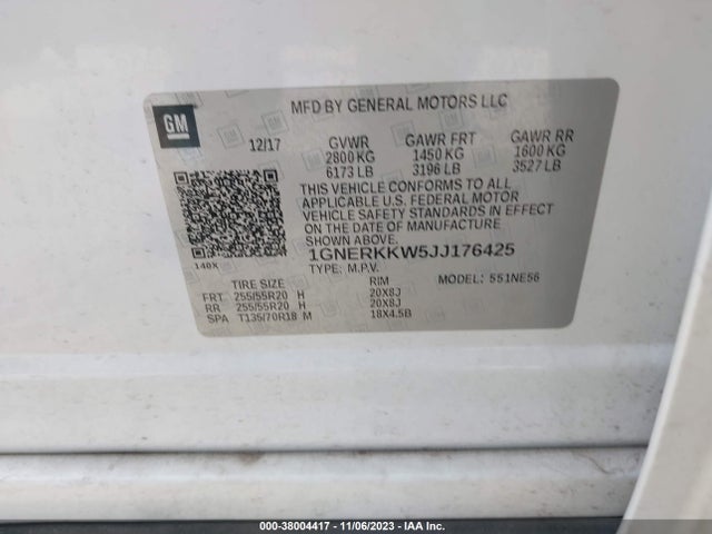 Chevrolet Traverse Premier 2018 1GNERKKW5JJ176425 Image 9