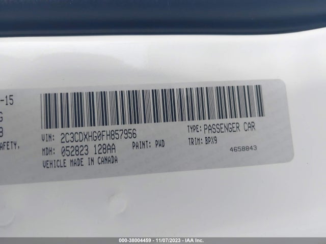 Dodge Charger Sxt 2015 2C3CDXHG0FH857956 Image 9