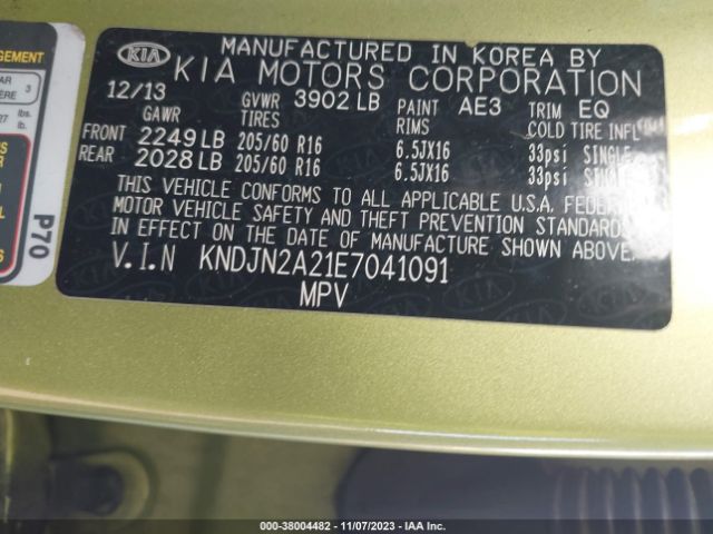 KNDJN2A21E7041091 KIA Soul Base