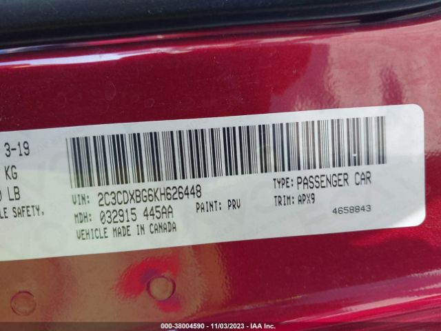 2C3CDXBG6KH626448 Dodge Charger Sxt