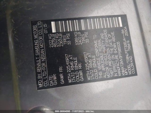 Nissan ROGUE S 2015 KNMAT2MV3FP585105 Image 9